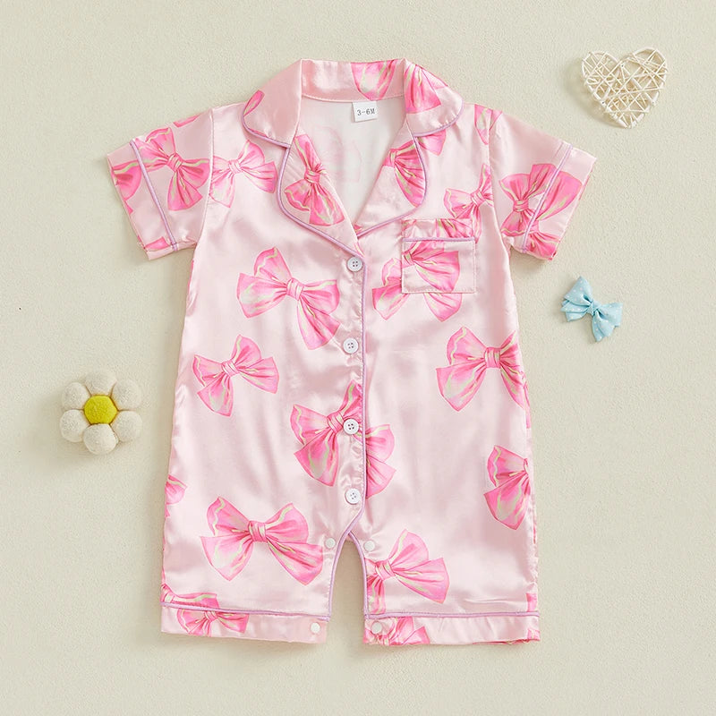 Pyjama Bébé Satin Été “Ruban de Lune” – Ensemble Léger Respirant Garçon & Fille
