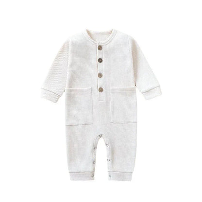 Pyjama Bébé Boutonné en Coton – Combinaison Manches Longues Mi-Saison 0-12 Mois