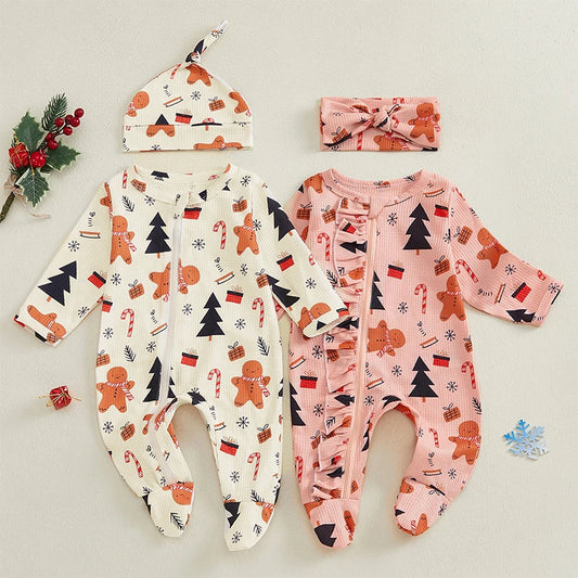 Pyjama Bébé “Magie d’Hiver” – Ensemble Festif avec Bonnet ou Bandeau Inclus