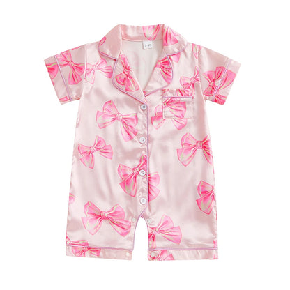 Pyjama Bébé Satin Été “Ruban de Lune” – Ensemble Léger Respirant Garçon & Fille