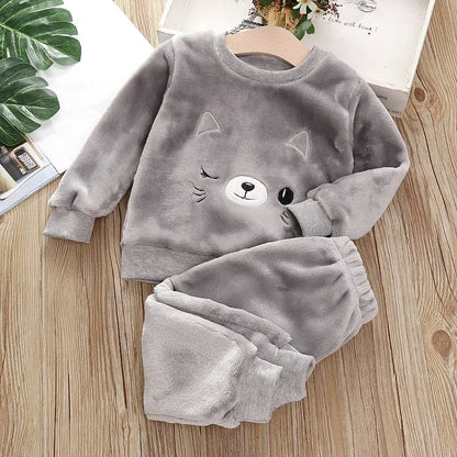 Pyjama Enfant “Doudou Cocoon” – Ensemble Automne/Hiver en Polaire Douce, 2 Pièces à Manches Longues