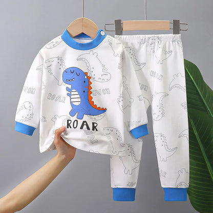 Pyjama Bébé & Enfant “Dino Cocoon” – Ensemble Automne/Hiver en Coton Doux, Imprimé Dinosaures