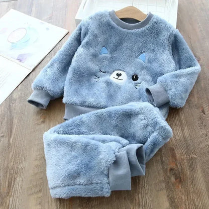 Pyjama Enfant “Doudou Cocoon” – Ensemble Automne/Hiver en Polaire Douce, 2 Pièces à Manches Longues