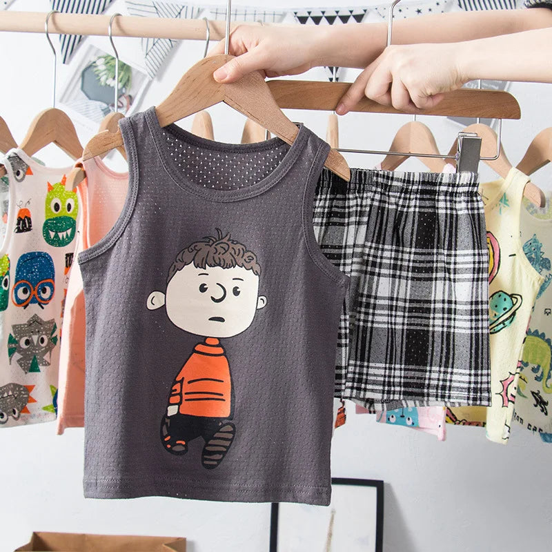 Pyjama Enfant Été “Sans Manches” – Ensemble Léger en Coton Doux, Respirant & Estival