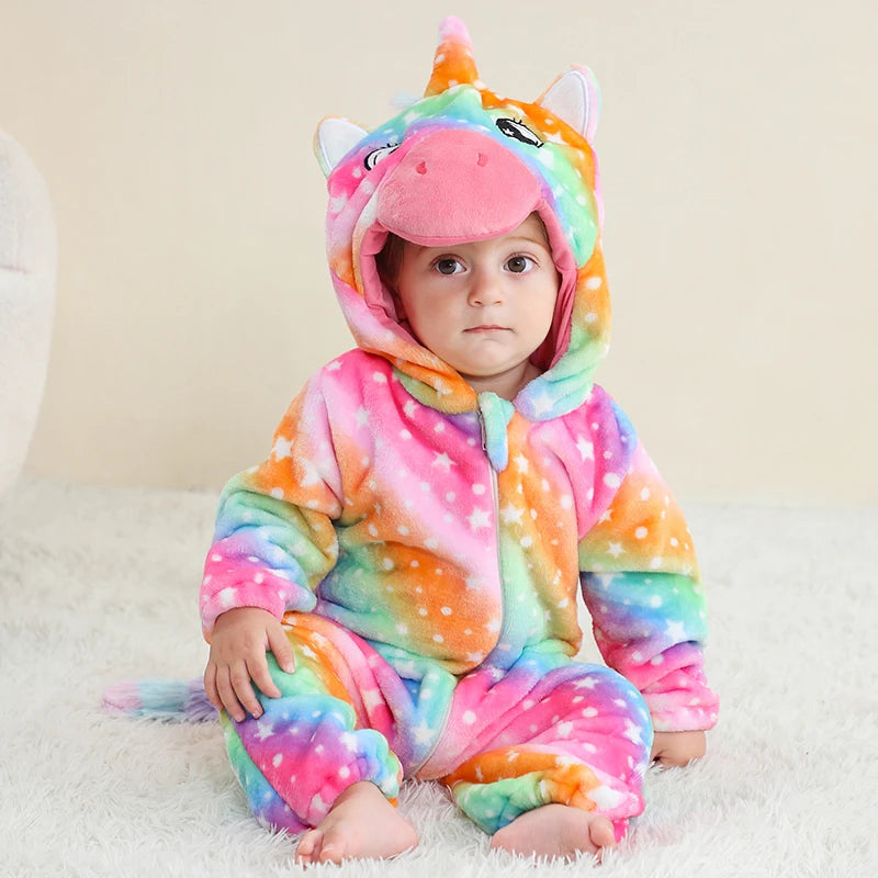 Pyjama pilou pilou Polaire Enfant Hiver – Licorne, Loup, Dino & Animaux, Combinaison Chaude