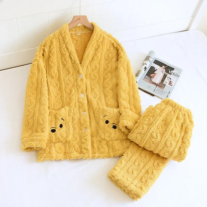 Pyjama Femme & Homme “Polaire Tricoté” – Ensemble Hiver en Peluche Douce