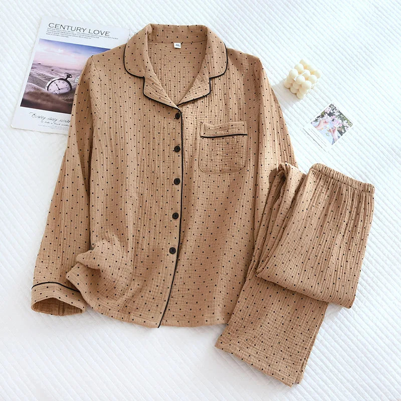 Pyjama Femme “Point Doux” – Ensemble en Coton Élégant et Confortable