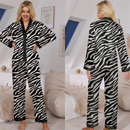 Pyjama Femme “Signature” – Ensemble en Satin Chic à Imprimés Élégants