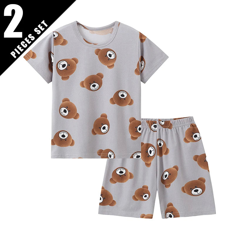 Pyjama Enfant Été “Cocon Instinctif” – Ensemble 2 Pièces en Coton Léger à Motifs Animaux, Manches Courtes