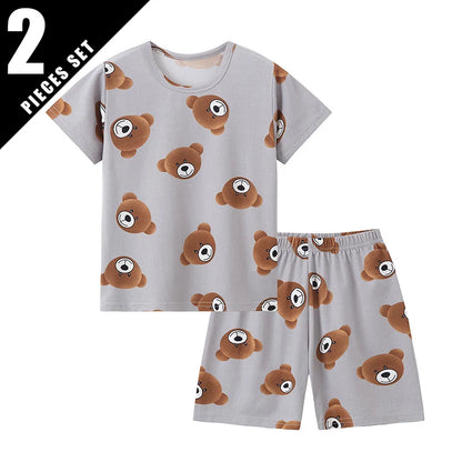Pyjama Enfant Été “Cocon Instinctif” – Ensemble 2 Pièces en Coton Léger à Motifs Animaux, Manches Courtes