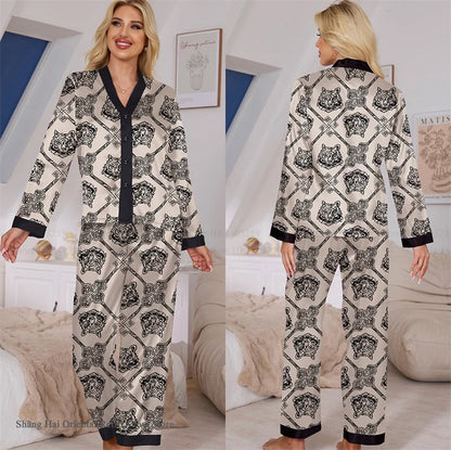 Pyjama Femme “Signature” – Ensemble en Satin Chic à Imprimés Élégants