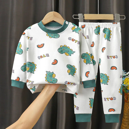 Pyjama Bébé & Enfant “Dino Cocoon” – Ensemble Automne/Hiver en Coton Doux, Imprimé Dinosaures