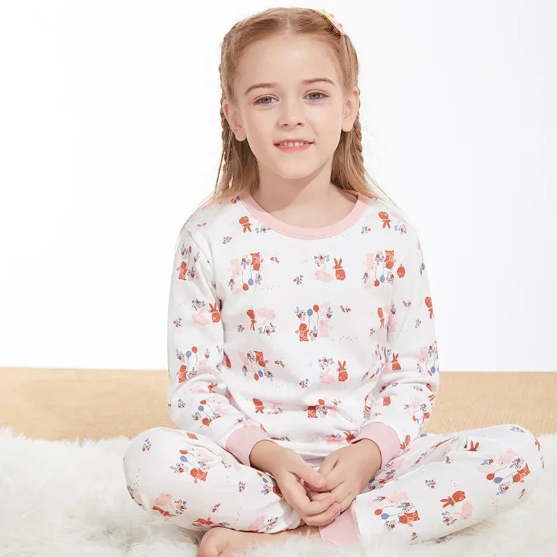 Pyjama Enfant Mi-Saison “Univers Illustré” – Ensemble 2 Pièces en Coton Doux, Manches Longues, Motifs Colorés Mixte