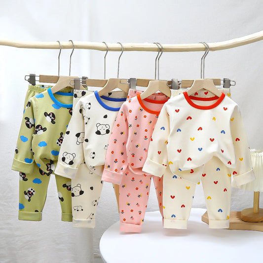 Pyjama Enfant “Battements Doux” – Ensemble 2 Pièces en Coton Doux, Manches Longues, Motifs Ludiques, Automne Mixte