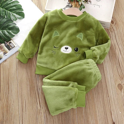 Pyjama Enfant “Doudou Cocoon” – Ensemble Automne/Hiver en Polaire Douce, 2 Pièces à Manches Longues