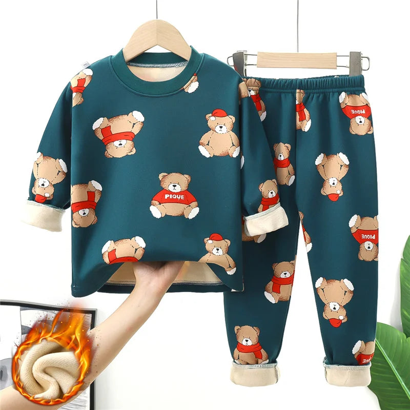 Pyjama Enfant Hiver “Douce Hibernation” – Ensemble Chaud 2 Pièces en Coton Doux, Manches Longues Mixte