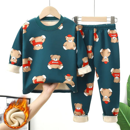 Pyjama Enfant Hiver “Douce Hibernation” – Ensemble Chaud 2 Pièces en Coton Doux, Manches Longues Mixte