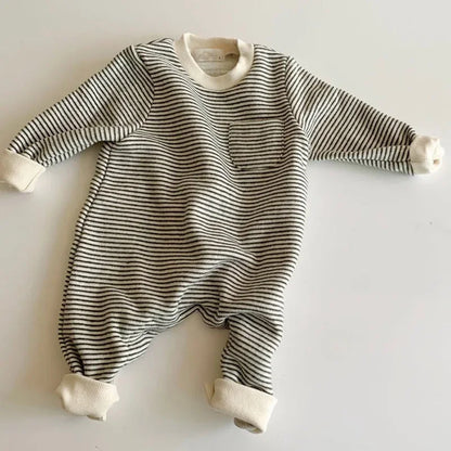 Pyjama Bébé "Coton Rayé Nevia"  – Grenouillère Chaude Automne Hiver 0-24 Mois