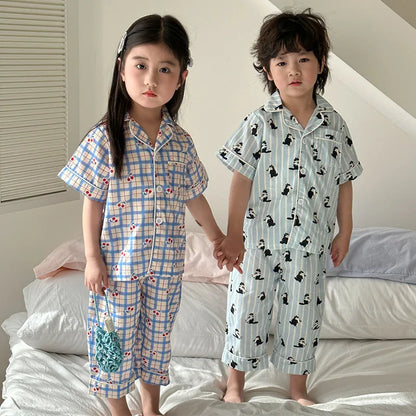Pyjama Enfant Été “Estival” – Ensemble 2 Pièces en Coton Léger, Manches Courtes, Motifs Ludiques