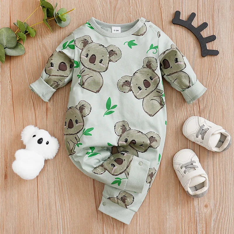 Pyjama Bébé Motif Koala – Grenouillère Coton Manches Longues 0-24 Mois