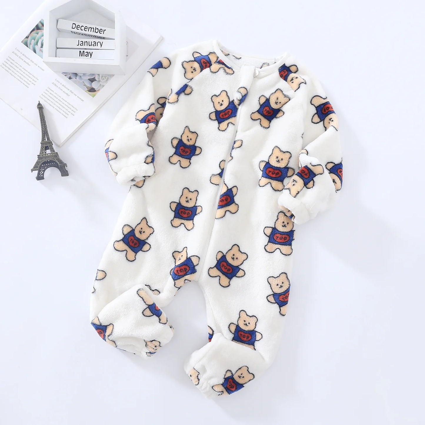 Pyjama Bébé “Zip” – Combinaison en Coton à Fermeture Éclair, Manches Longues