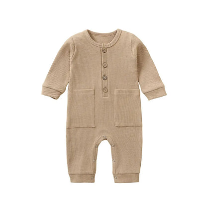 Pyjama Bébé Boutonné en Coton – Combinaison Manches Longues Mi-Saison 0-12 Mois