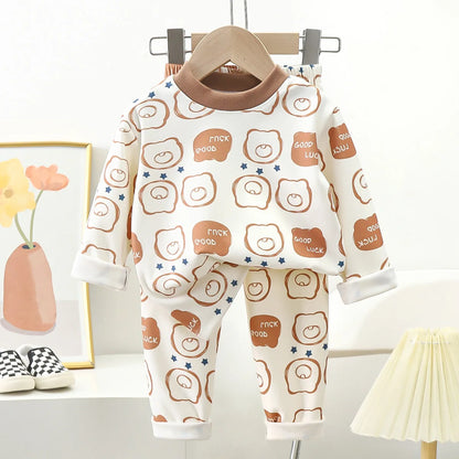 Pyjama Enfant “Cocon Hivernal” – Ensemble Chaud en Coton Épais Molletonné, Confort Doux et Protecteur