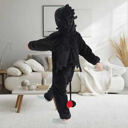 Kigurumi Dragon “Nuit d’Obsidienne” – Pilou Pilou Adulte, Hiver Chaud & Enveloppant
