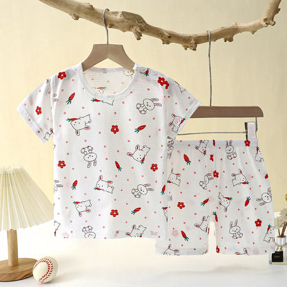 Pyjama Enfant Été “MiniMonde” – Ensemble 2 Pièces en Coton Léger à Motifs Marins, Respirant