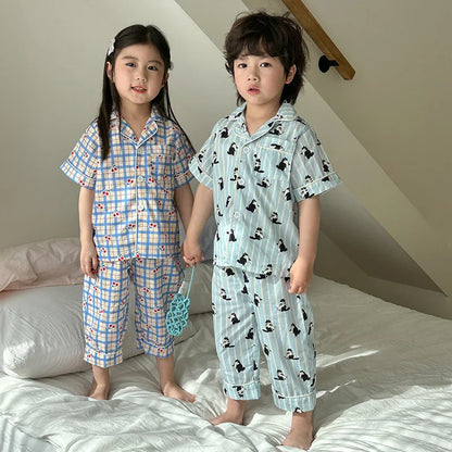 Pyjama Enfant Été “Estival” – Ensemble 2 Pièces en Coton Léger, Manches Courtes, Motifs Ludiques