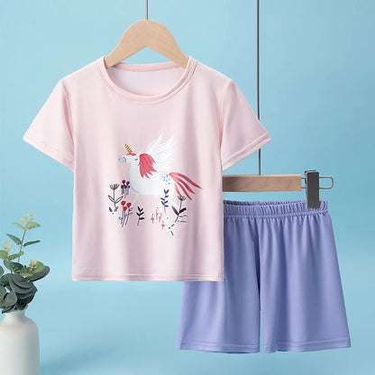 Pyjama Enfant Été “Cocon Instinctif” – Ensemble 2 Pièces en Coton Léger à Motifs Animaux, Manches Courtes