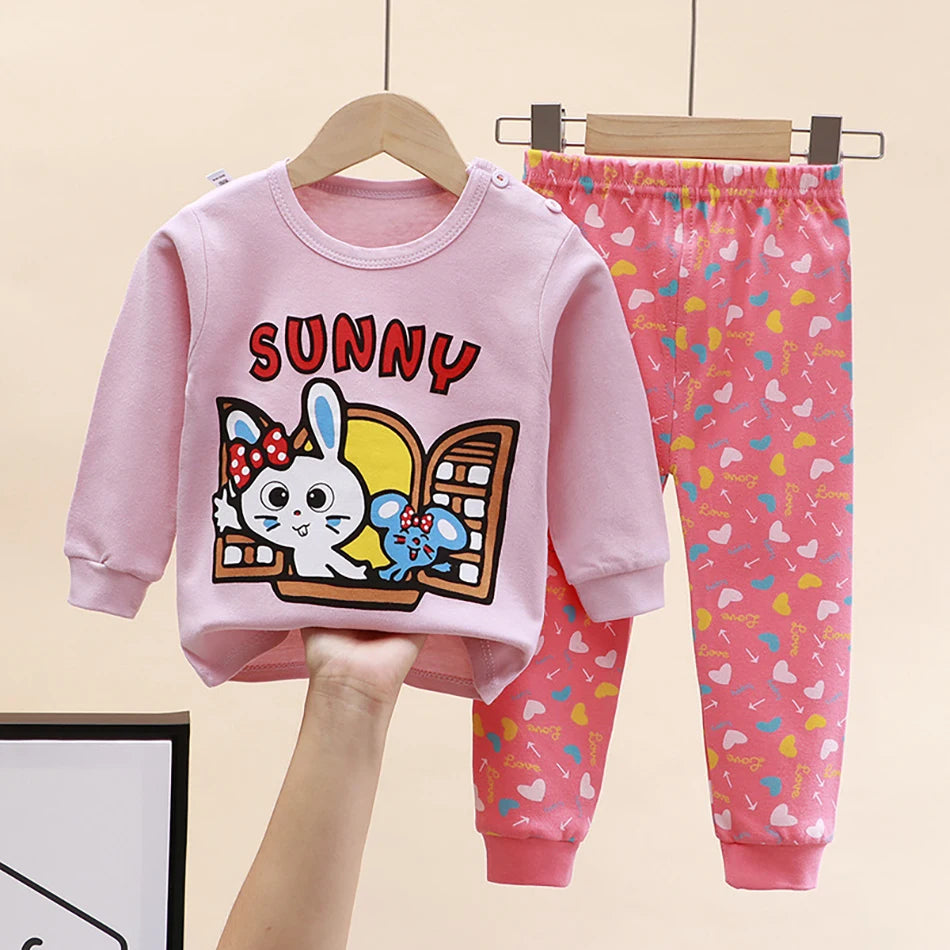 Pyjama Enfant Automne “L’Essentiel Doux” – Ensemble 2 Pièces en Coton Chaud, Manches Longues, Confort Saisonnier