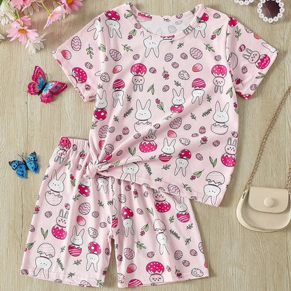 Pyjama Enfant Été “Cocon Instinctif” – Ensemble 2 Pièces en Coton Léger à Motifs Animaux, Manches Courtes