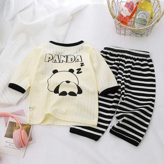 Pyjama Bébé Deux Pièces Panda – Ensemble en Maille Coton Confort Unique 0-24 Mois Unisexe