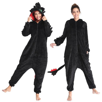 Kigurumi Dragon “Nuit d’Obsidienne” – Pilou Pilou Adulte, Hiver Chaud & Enveloppant