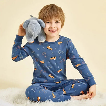Pyjama Enfant Mi-Saison “Univers Illustré” – Ensemble 2 Pièces en Coton Doux, Manches Longues, Motifs Colorés Mixte