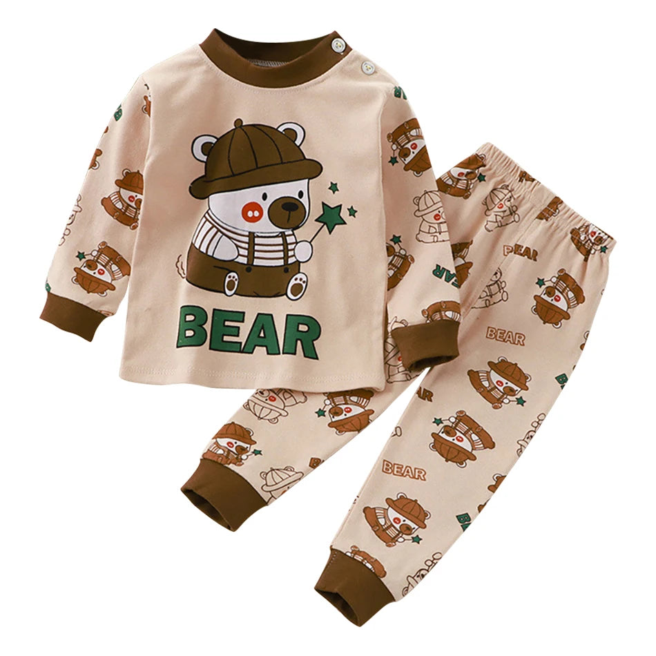 Pyjama Enfant Automne “L’Essentiel Doux” – Ensemble 2 Pièces en Coton Chaud, Manches Longues, Confort Saisonnier