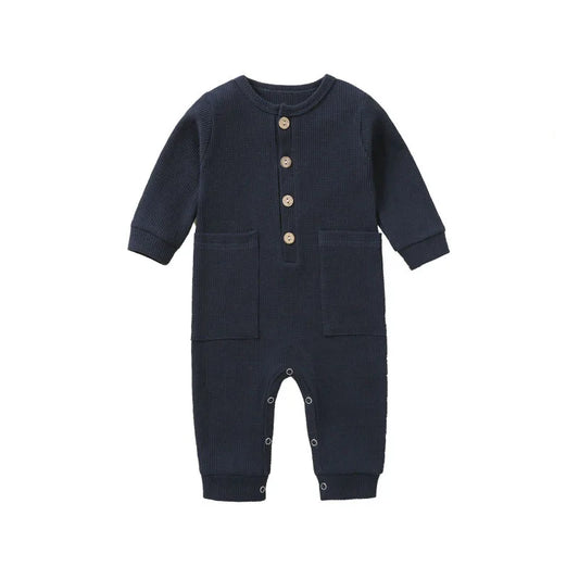 Pyjama Bébé Boutonné en Coton – Combinaison Manches Longues Mi-Saison 0-12 Mois