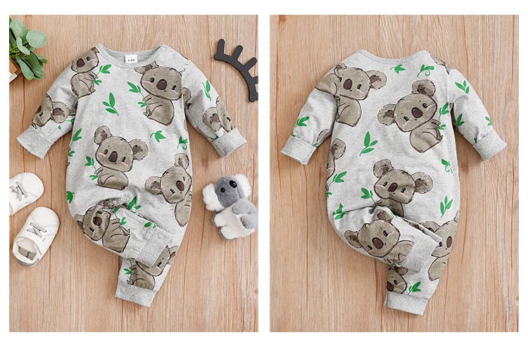 Pyjama Bébé Motif Koala – Grenouillère Coton Manches Longues 0-24 Mois