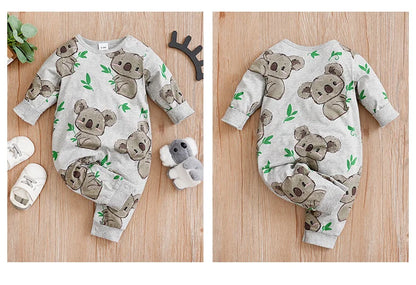 Pyjama Bébé Motif Koala – Grenouillère Coton Manches Longues 0-24 Mois