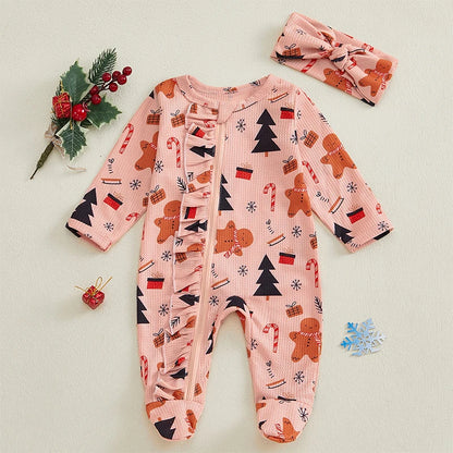Pyjama Bébé “Magie d’Hiver” – Ensemble Festif avec Bonnet ou Bandeau Inclus