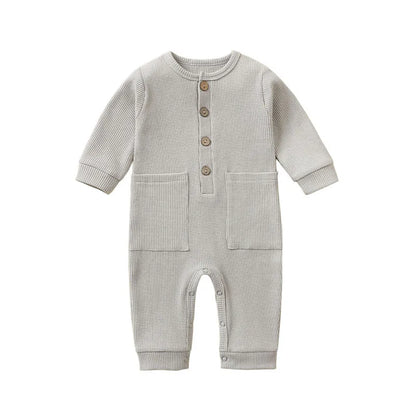 Pyjama Bébé Boutonné en Coton – Combinaison Manches Longues Mi-Saison 0-12 Mois