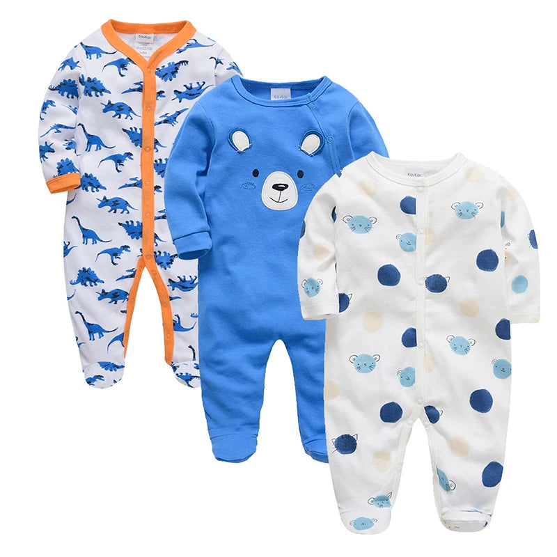Pyjama Bébé “Rêve de Coton” – Lot de 3 Pyjamas 100% Coton Intelligent