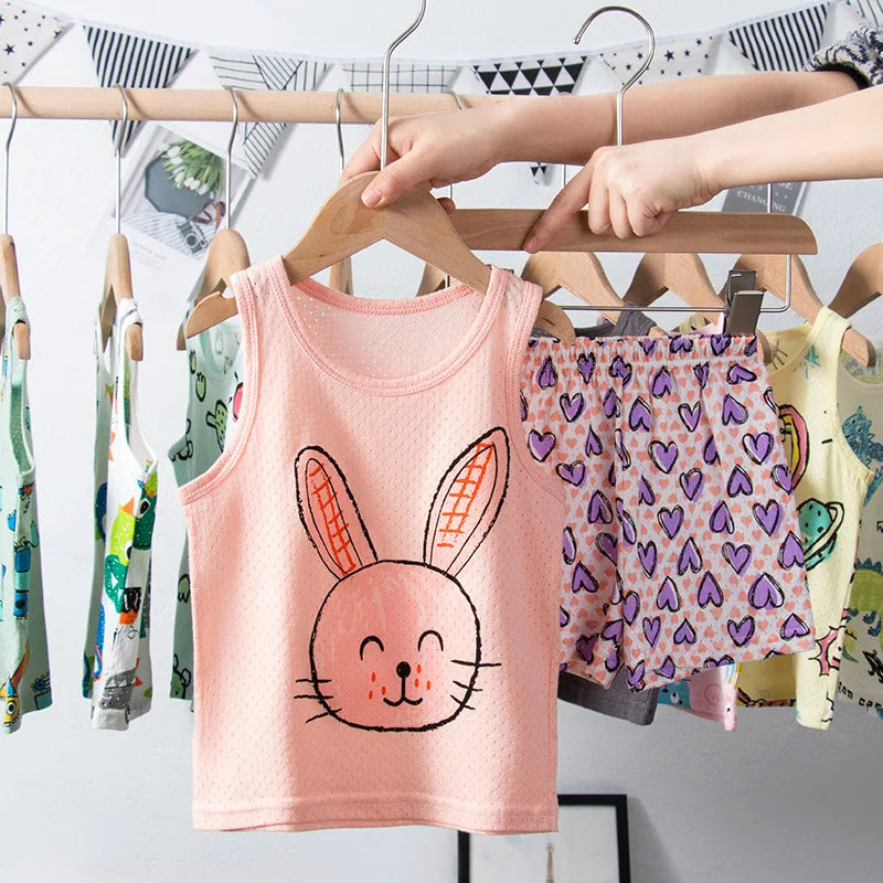 Pyjama Enfant Été “Sans Manches” – Ensemble Léger en Coton Doux, Respirant & Estival