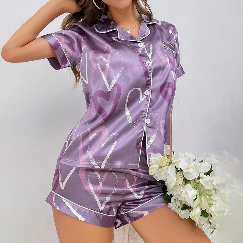 Pyjama Femme “Nuances Intimes” – Ensemble Satin Doux & Fluide, Élégance Soirée