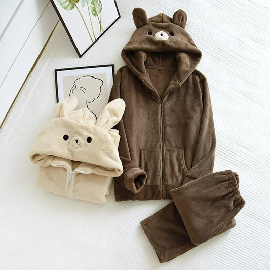 Pyjama Mixte “Refuge d’Hiver” – Ensemble en Coton Doux et Chaud