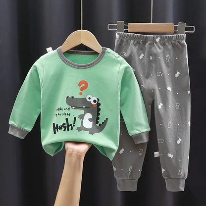 Pyjama Bébé & Enfant “Dino Cocoon” – Ensemble Automne/Hiver en Coton Doux, Imprimé Dinosaures