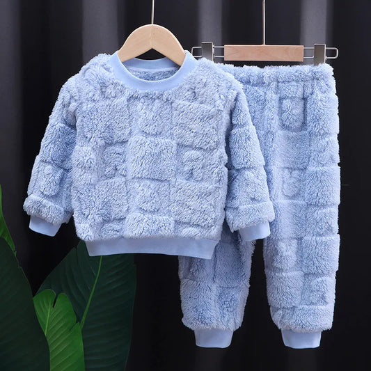 Pyjama Enfant “Cocon Tactile” – Ensemble 2 Pièces en Polaire Doux, Manches Longues, Automne/Hiver