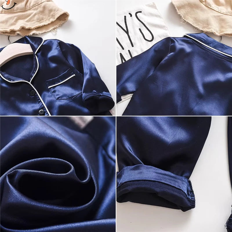 Pyjama Enfant Été “Douceur Active” – 2 Pièces en Satin Léger, Confort Élégant