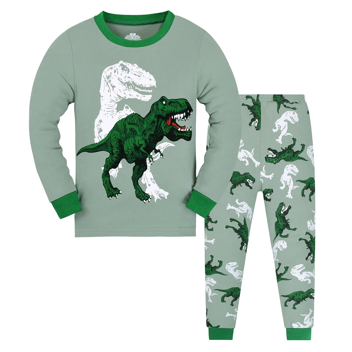 Pyjama Enfant Dinosaure – Ensemble Automne/Hiver en Coton Doux, Manches Longues